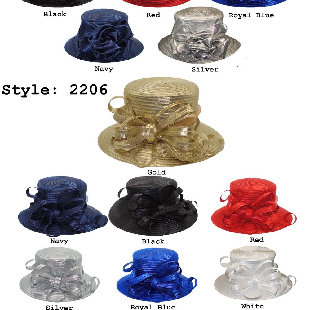 Style 2206 Plain Church Hat with Multiple Looping Ribbon